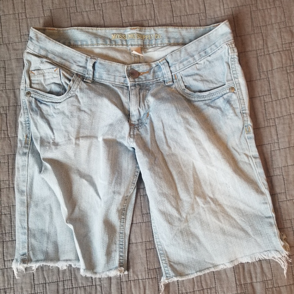 Distressed jean shorts